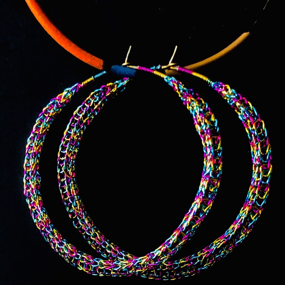 2.50” City Lights Wire Crocheted Hoop Earrings - Picture 4 of 8
